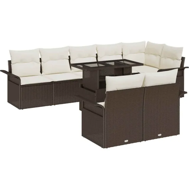 vidaXL Tuin Sofa Set 9 st Bruin [Synthetisch]: Poly Rattan