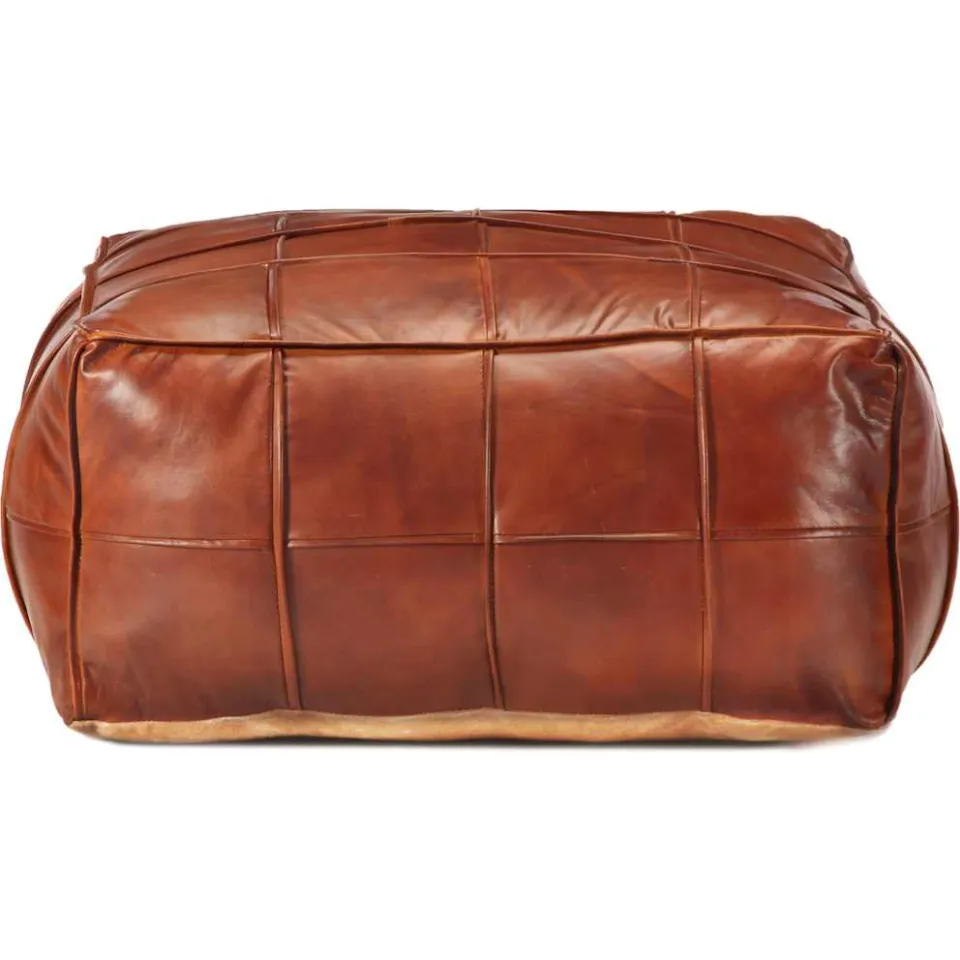 vidaXL Poef 60x60x30 cm echt geitenleer tan bruin, foto 2