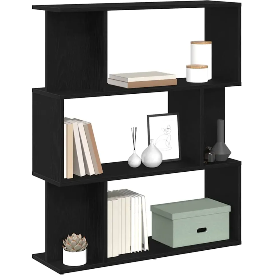 vidaXL Boekenkast Zwart Eiken 80x24x96 cm Engineered Wood