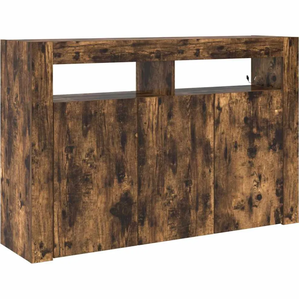 vidaXL Dressoir Gerookt eiken 116 x 30 x 75 cm Bewerkt hout Bruin