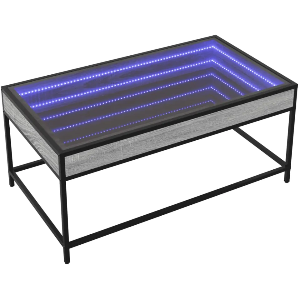 vidaXL Salontafel met Infinity LED 90x50x41 cm grijs sonoma eikenkleur