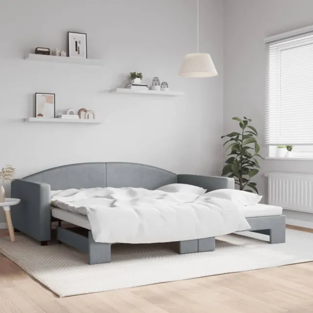 vidaXL Slaapbank met onderschuifbed 100x200 cm stof lichtgrijs