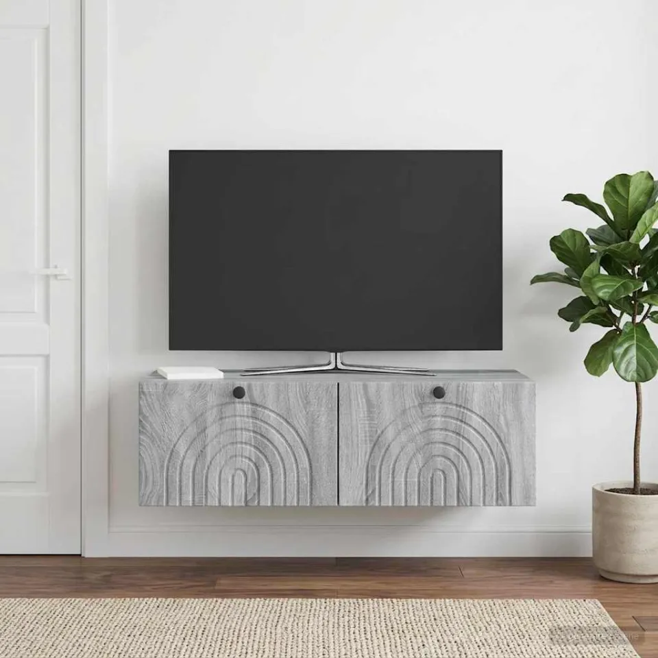 vidaXL Wandbeugel TV-kast Grijs sonoma 99 x 41 x 30 cm Bewerkt hout, foto 4