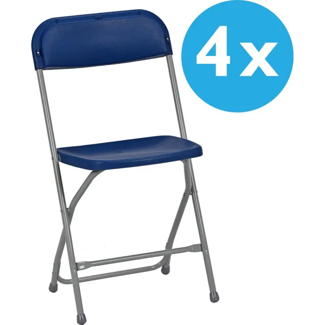 Van Vugt Event Products 4 x klapstoel Titan | grijs/blauw | lichtgewicht grijs / blauw