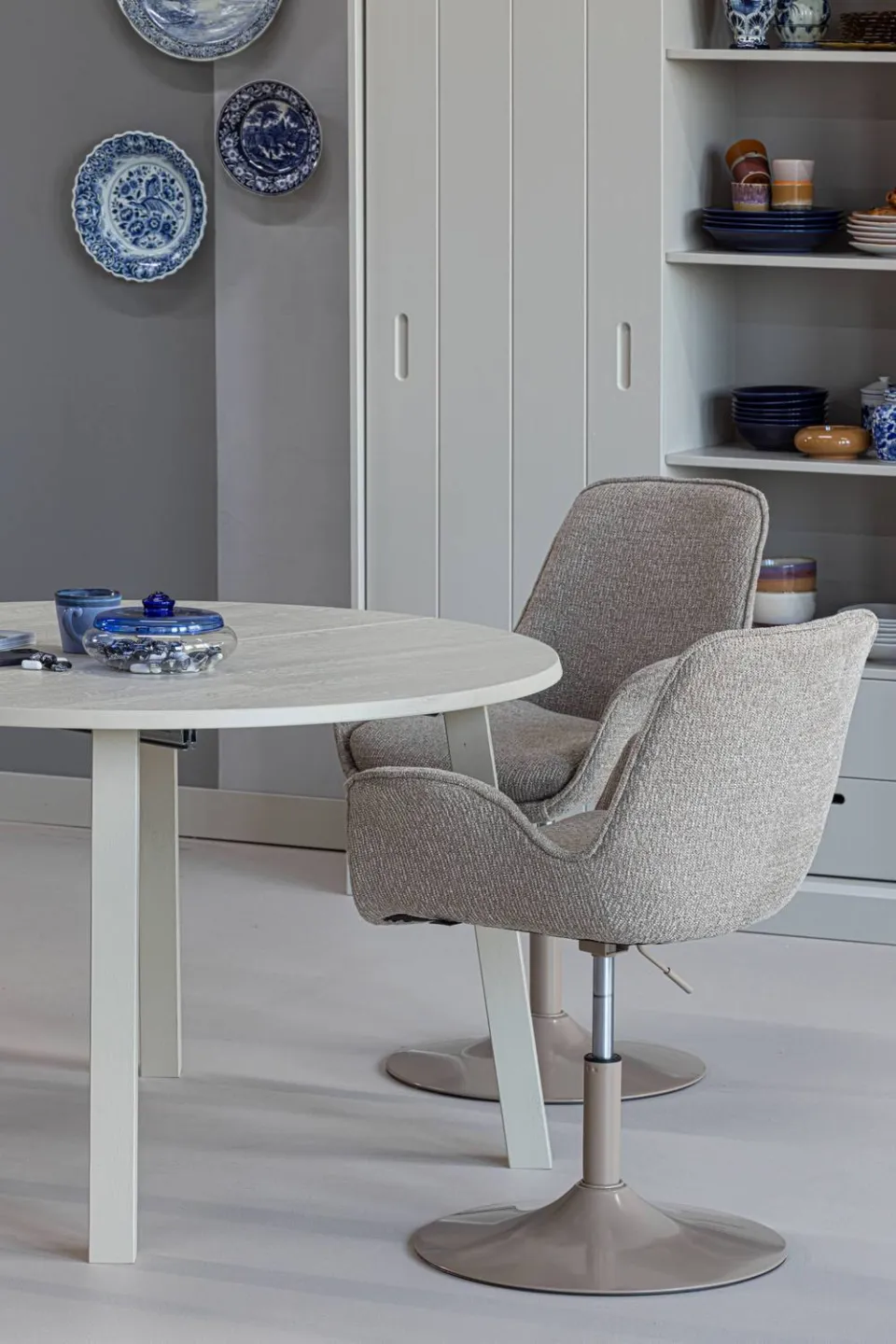 WOOOD Janne Uitschuifbare Eettafel Rond 120Ø cm - Eiken - Dakargrau, foto 4