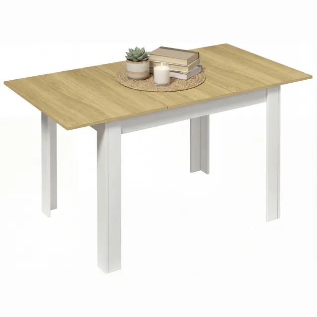 Vcm VCM Esstisch ausziehbar, Holz Küchentisch 120-160 cm, kompakter Speisetisch für Küche & Essbereich, Tisch Pesoli Weiß / Honig-Eiche