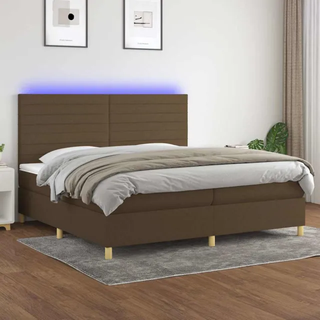 vidaXL Boxspring met matras en LED stof donkerbruin 200x200 cm bruin
