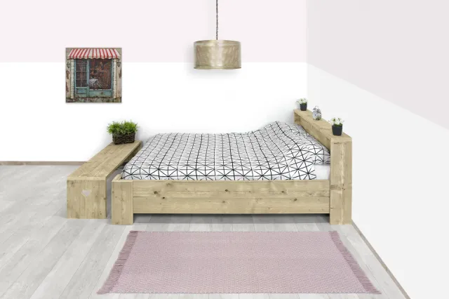 NordXL Stoer steigerhouten bed Limon met hoofdbord