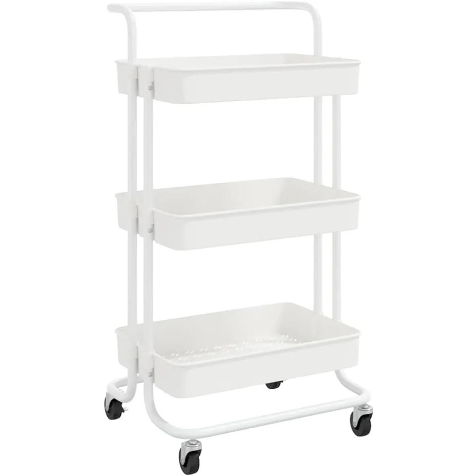 vidaXL Keukentrolley 3-laags 42x35x85 cm ijzer en ABS wit, foto 3