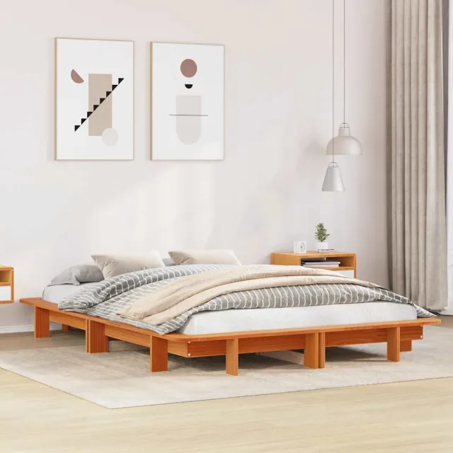 vidaXL Bedframe zonder matras massief grenenhout wasbruin 120x190 cm bruin