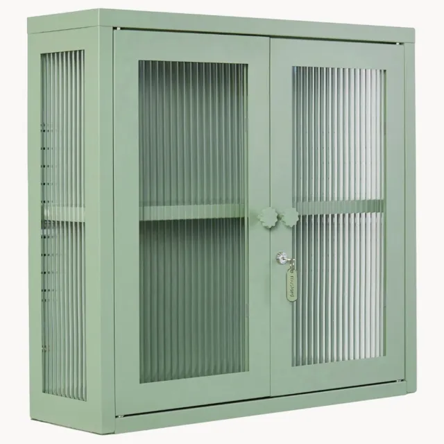 Mustard Made Wandvitrine The Kit van metaal Transparant, Lichtgroen