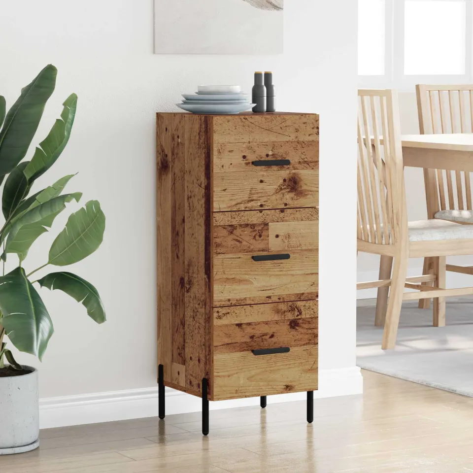 vidaXL Dressoir Oud hout 34 x 34.5 x 90 cm Bewerkt hout bruin, foto 3