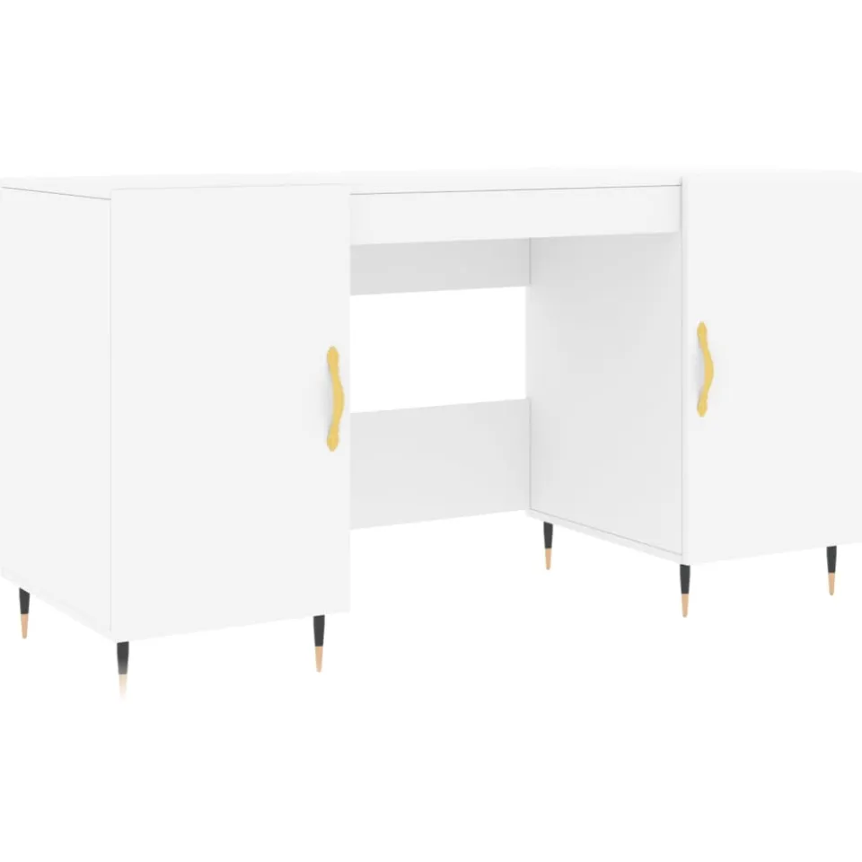 vidaXL Bureau 140x50x75 cm bewerkt hout wit, foto 3