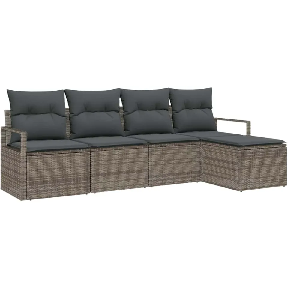 vidaXL Bankstel 5 st Grijs poly rattan