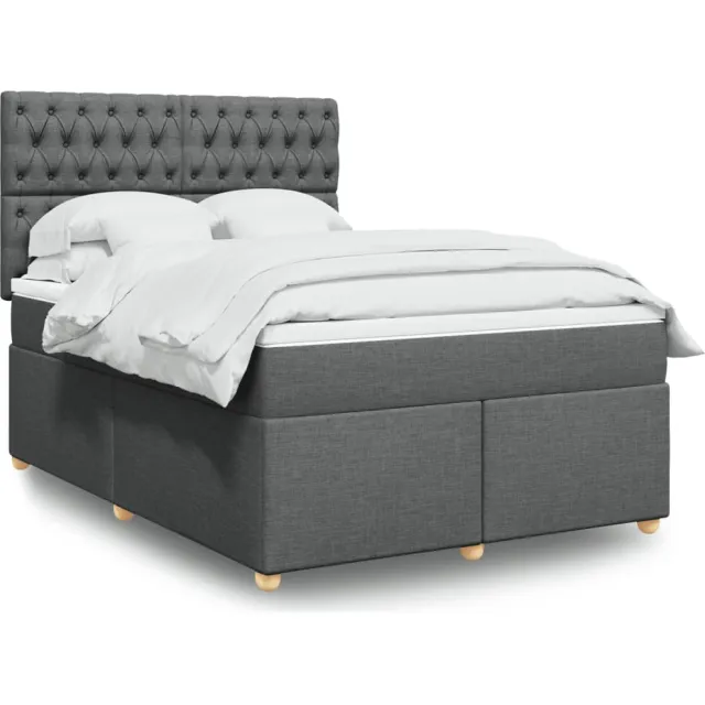 vidaXL Boxspring met matras stof donkergrijs 140x190 cm grijs