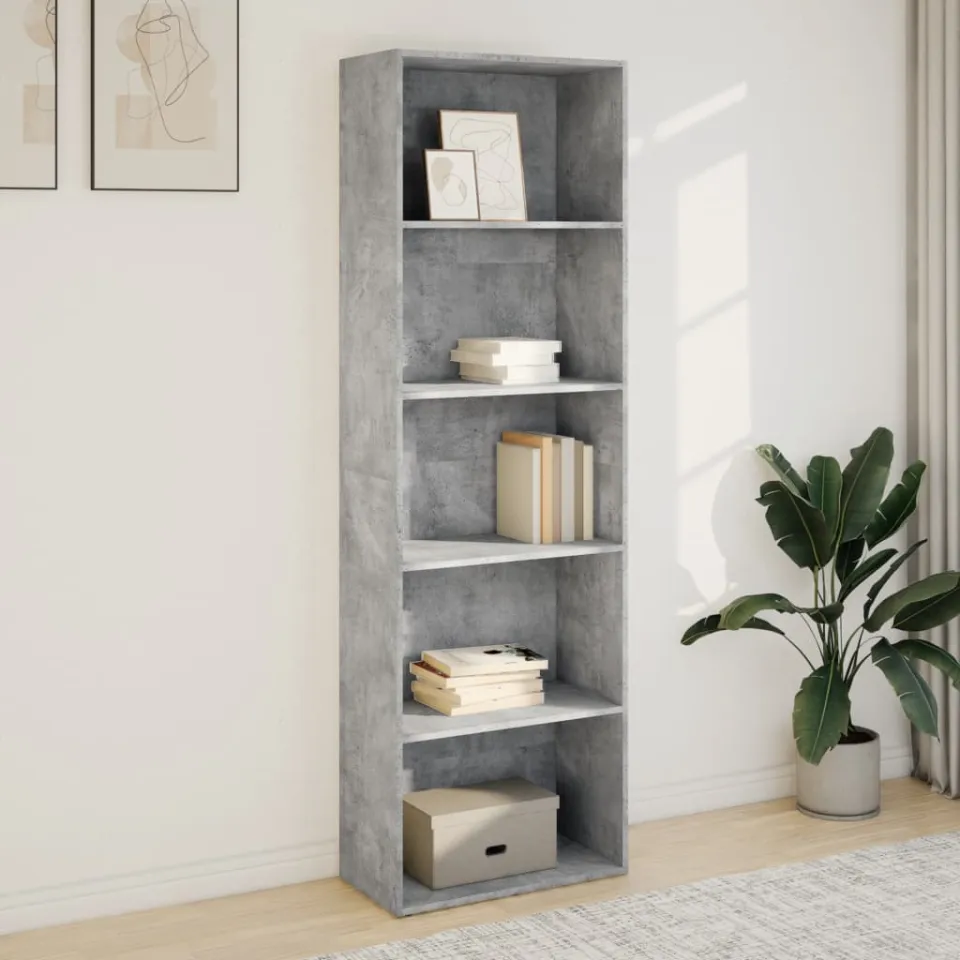 vidaXL Boekenkast 60x30x189 cm bewerkt hout betongrijs grijs, foto 2