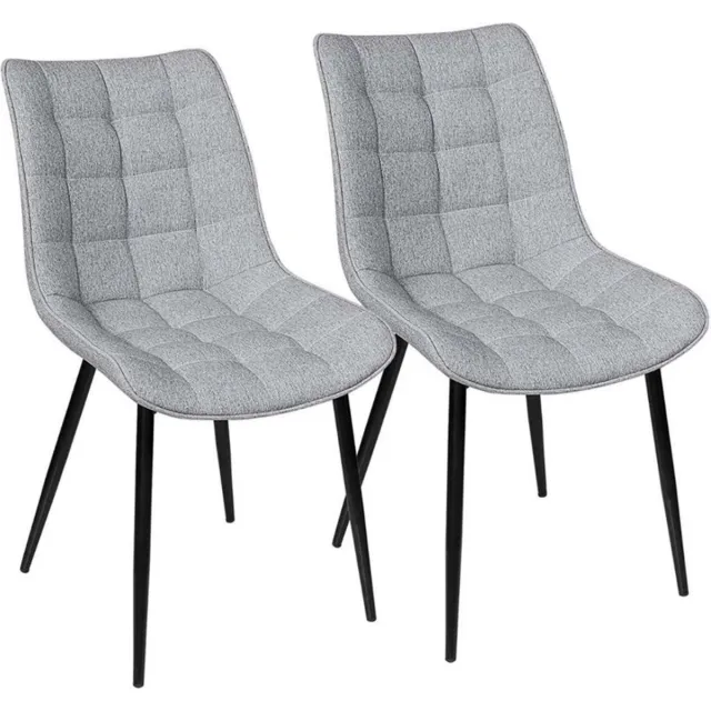 Happyment Luxe Eetkamerstoelen - Lichtgrijs - Fauteuils met armleuning - Woonkamerstoelen - Keukenstoelen - Kuipstoel - Linnen - Set van 2