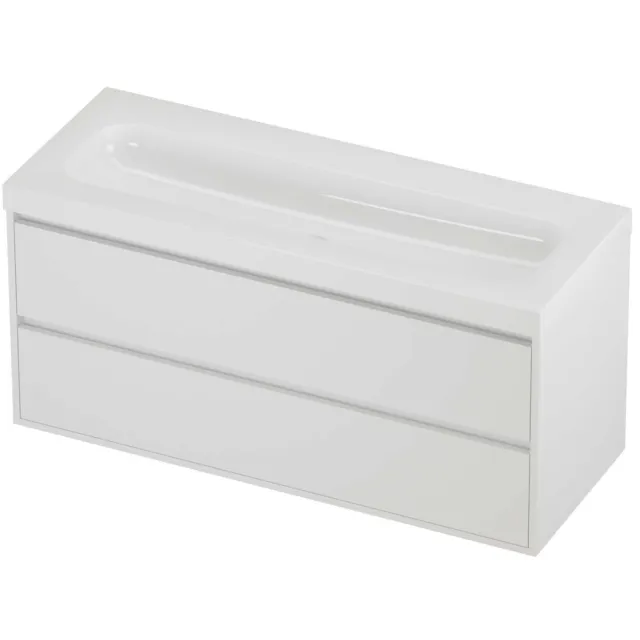 Proline Haga Badmeubelset Polystone Mezza Enkel 120x46x58 cm Glans Wit Mat White Mat Wit