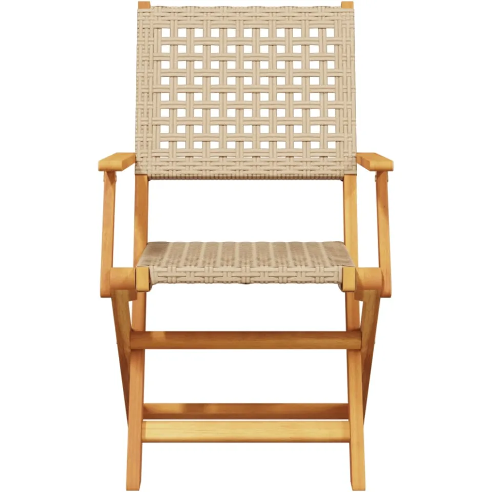 vidaXL 5-delige Tuinset poly rattan en massief hout beige, foto 4