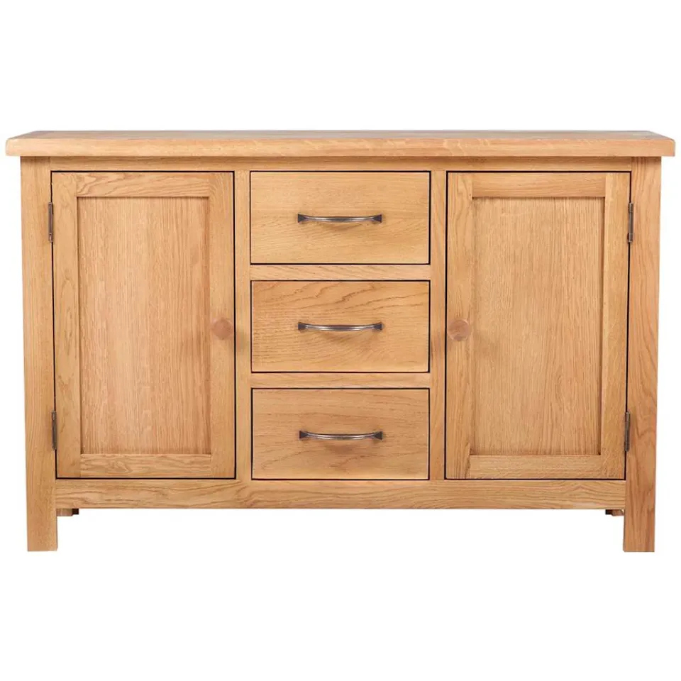 vidaXL Dressoir met 3 lades 110x33,5x70 cm massief eikenhout, foto 2