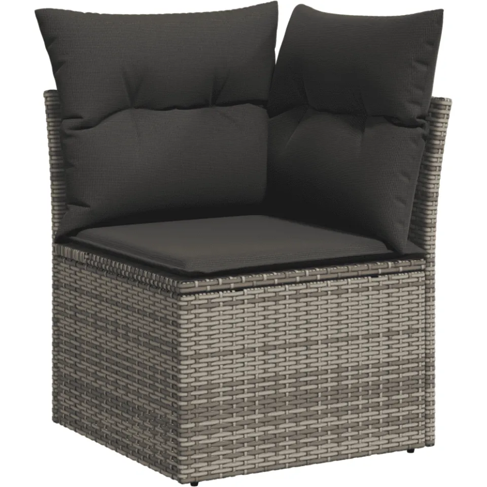 vidaXL 13-delige Loungeset met kussens poly rattan grijs, foto 4