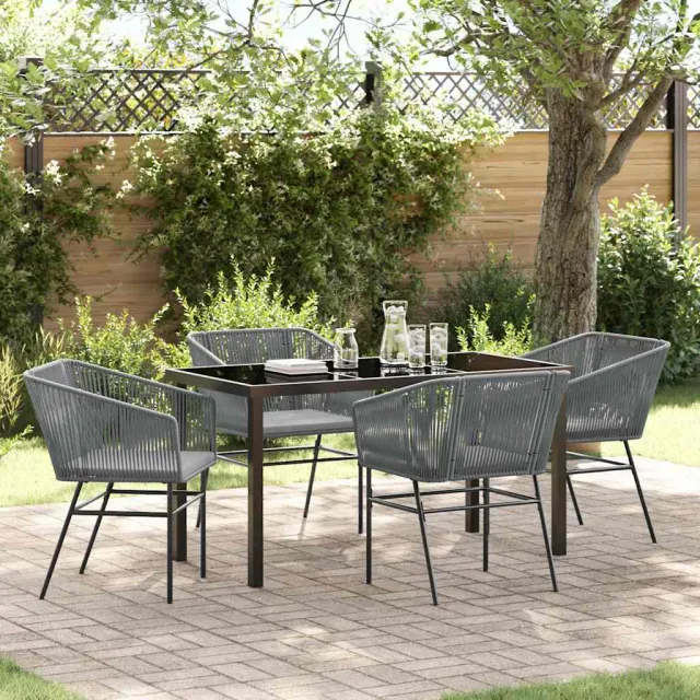 vidaXL Tuin eettafelset 5 st Grijs Gepoedercoat staal