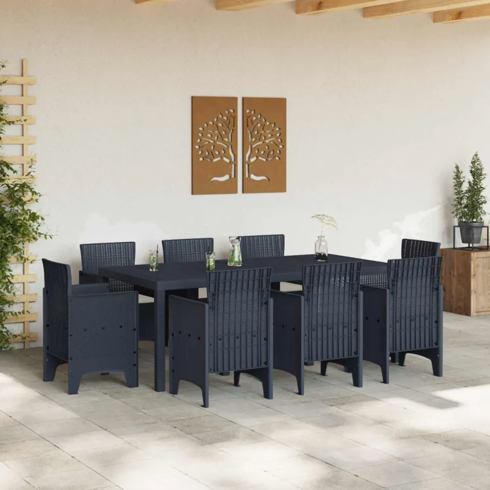 vidaXL Tuin eettafelset 9 st Antracietkleurig Polypropyleen, foto 2