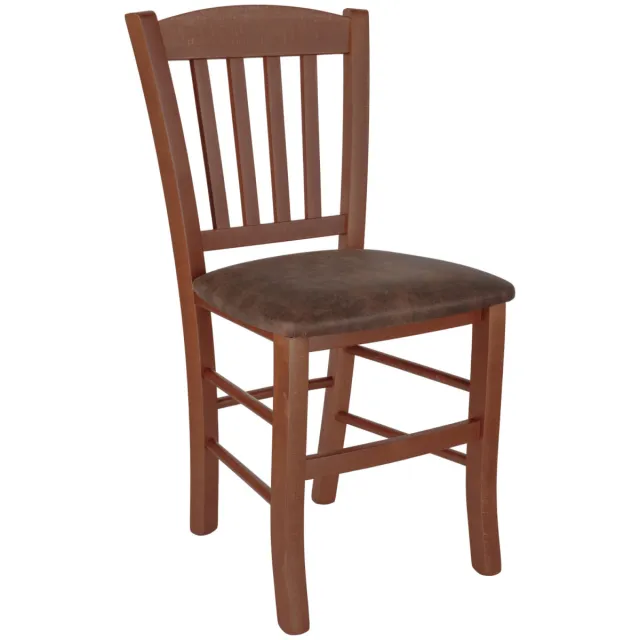 PULSIVA 2x PULSIVA Houten stoel Cottage 2; 46x52x87 cm (BxDxH); zitting donkerbruin, frame walnoot; 2 stuk / verpakking