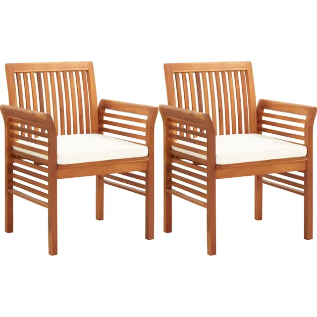 vidaXL Tuinstoelen 2 st met kussens massief acaciahout Bruin
