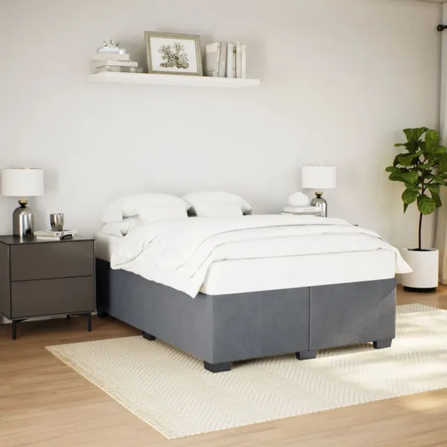 vidaXL Bedframe zonder matras 140x190 cm fluweel donkergrijs