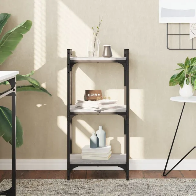 vidaXL Boekenkast 3-laags 40x30x86 cm bewerkt hout grijs sonoma, foto 2
