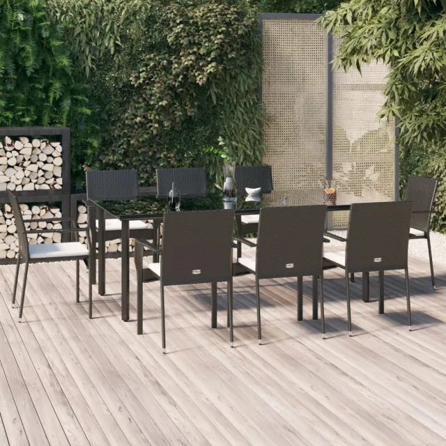 vidaXL 9-delige Tuinset poly rattan zwart, foto 2