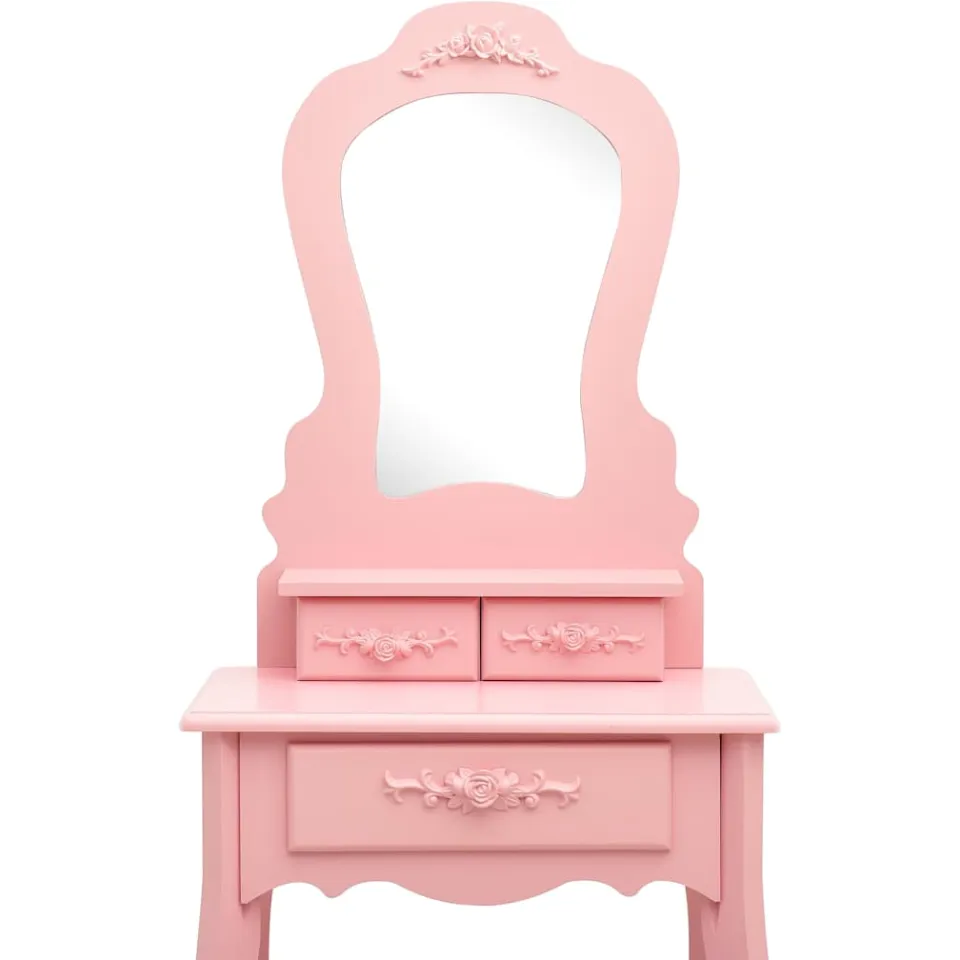 vidaXL Kaptafelset met kruk 50x59x136 cm paulowniahout roze, foto 3