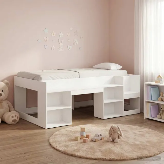 vidaXL Jeugd bedframe met opbergruimte Wit 100 x 200 cm Bewerkt hout