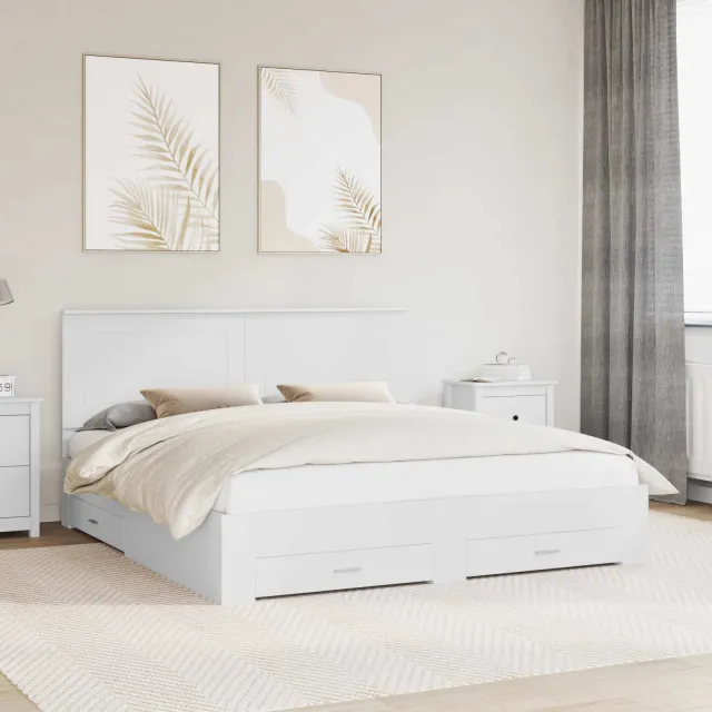 vidaXL Bedframe met lade met hoofdeinde Wit 180 x 200 cm Bewerkt hout