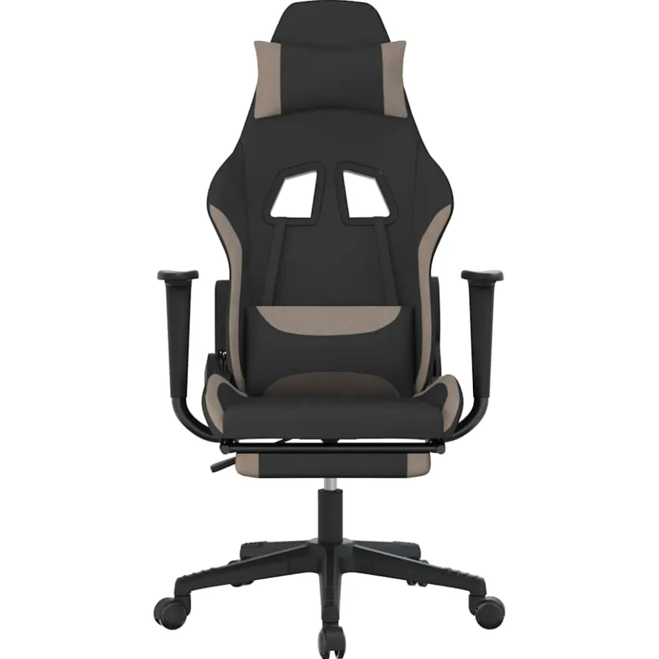 vidaXL Gamestoel met voetensteun stof zwart en taupe