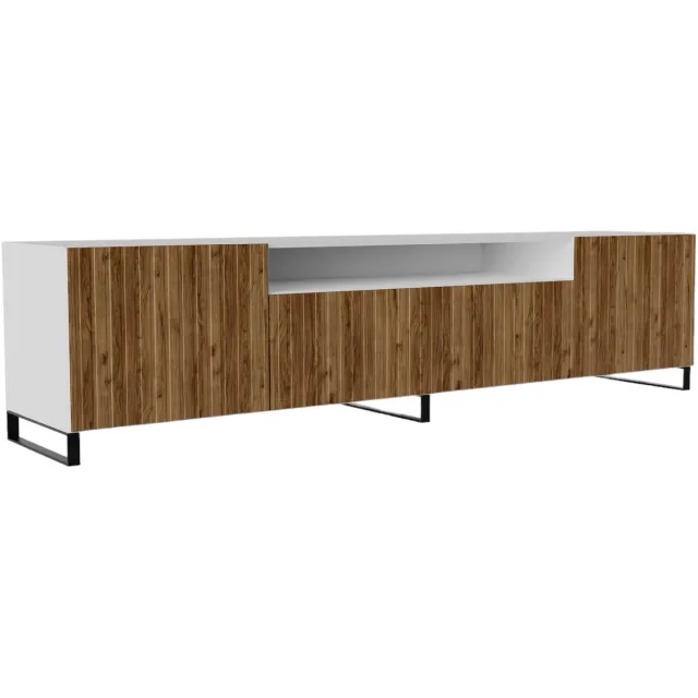Margaret Hadas24 TV-kast Mio III, wandmeubel, lowboard, tv-standaard, wandmeubel, woonkamer, tv-meubel, woonkamermeubilair, televisie, highboard, TV-kast, tv-lowboard, 200 cm, 3 deuren, wit, bruin