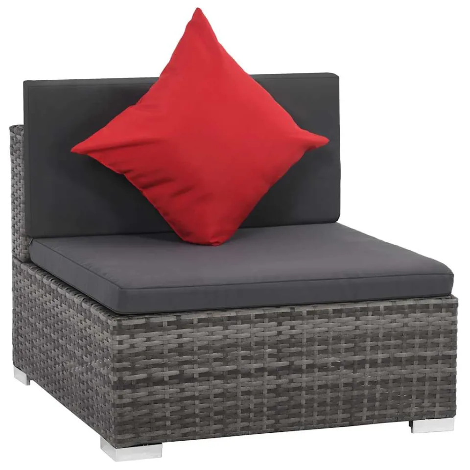 vidaXL 8-delige Loungeset met kussens poly rattan grijs, foto 2
