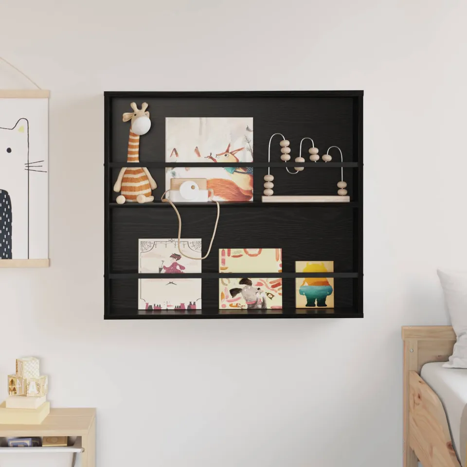 vidaXL Tijdschrift Rek Zwart Eiken 80 x 12 x 70 cm Bewerkt hout, foto 4
