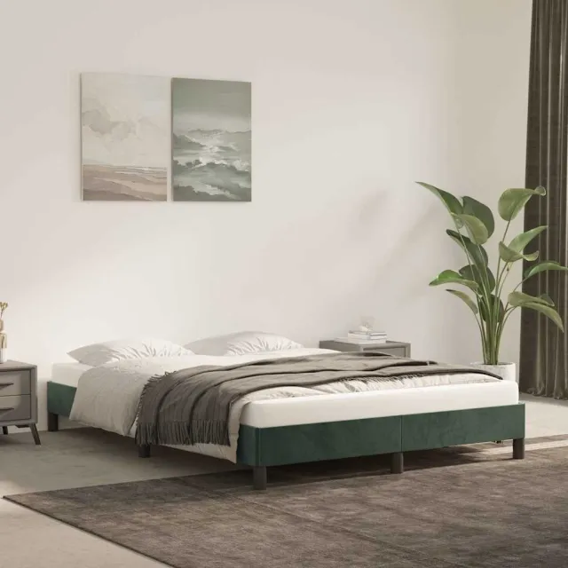 vidaXL Bedframe zonder matras 140x200 cm fluweel donkergroen