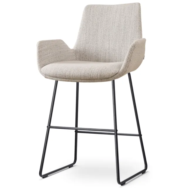 Nolon Nino-Eef barkruk beige gemêleerd - zwart onderstel - 65 cm