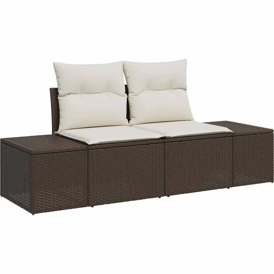 vidaXL Tuin Sofa Set 8 st Bruin en Crème poly rattan