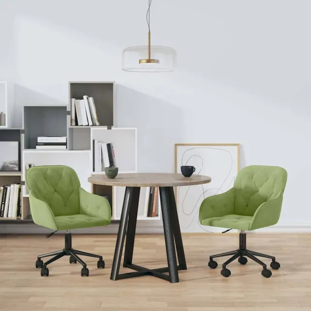 vidaXL Eetkamerstoelen draaibaar 2 st fluweel lichtgroen groen, foto 2