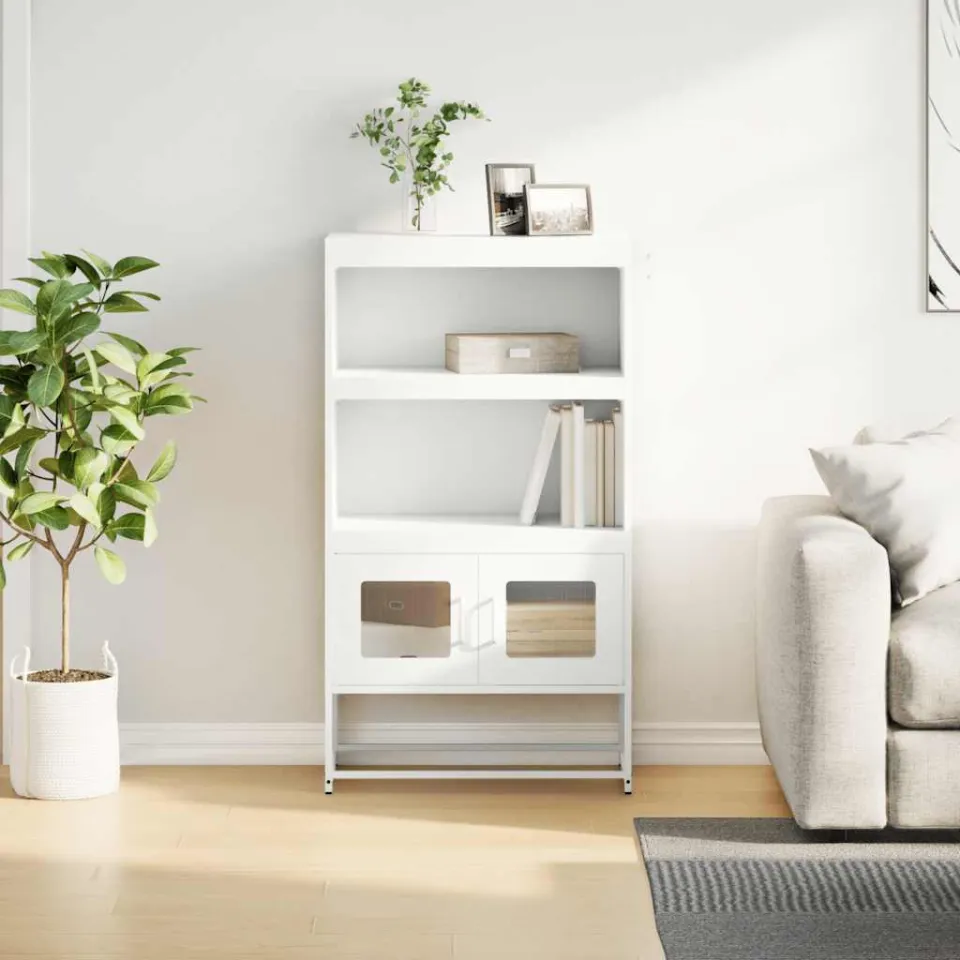 vidaXL Hoge kast 68x39x123 cm staal wit, foto 2