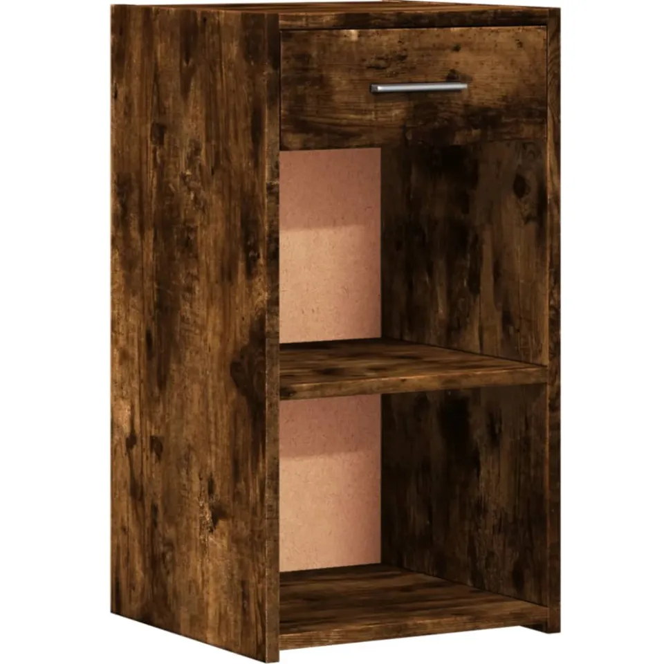 vidaXL Nachtkastjes 2 st 35x34x65 cm bewerkt hout gerookt eikenkleurig, foto 4