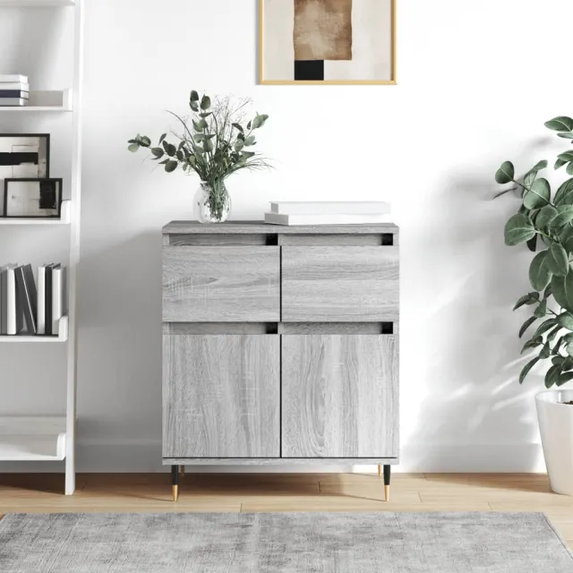 vidaXL Dressoir 60x35x70 cm bewerkt hout grijs sonoma eikenkleurig, foto 2
