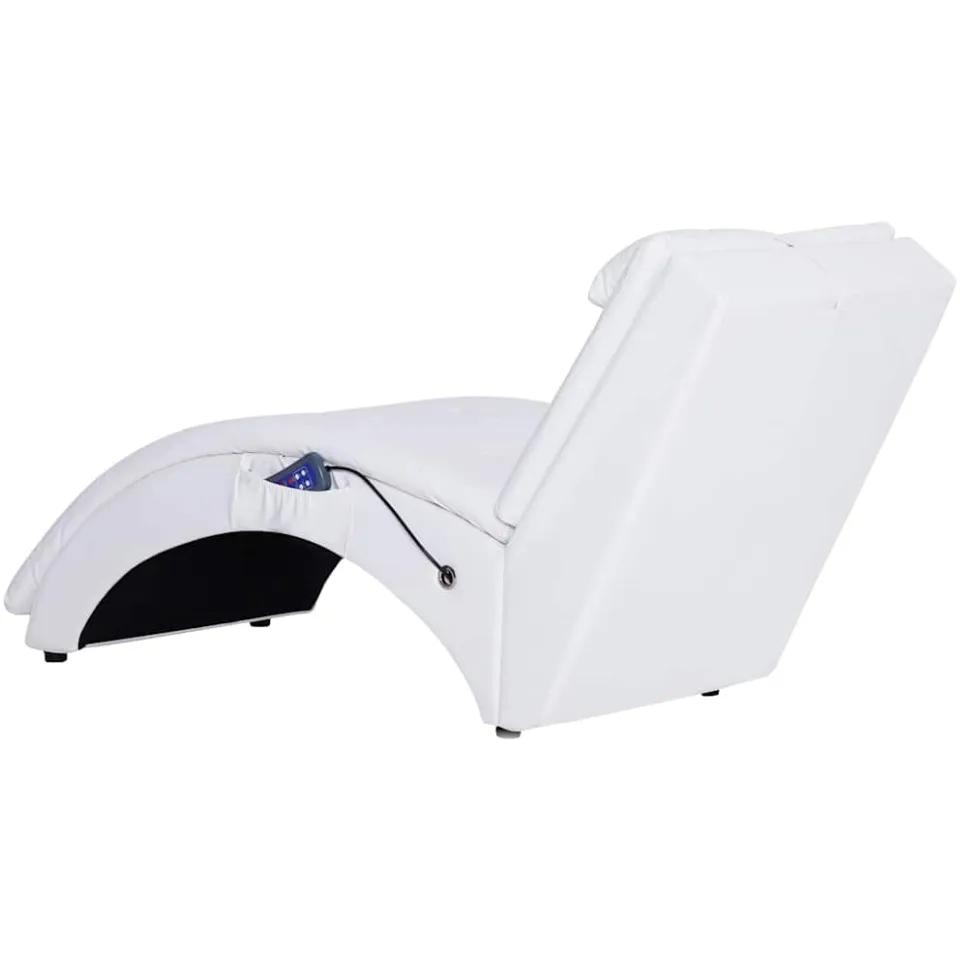 vidaXL Massage chaise longue met kussen kunstleer wit, foto 4