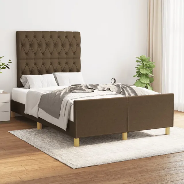 vidaXL Bedframe zonder matras 120x190 cm stof donkerbruin