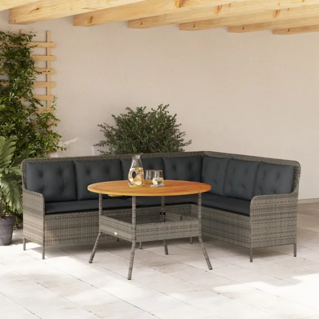 vidaXL 2-delige Loungeset met kussens poly rattan grijs, foto 2