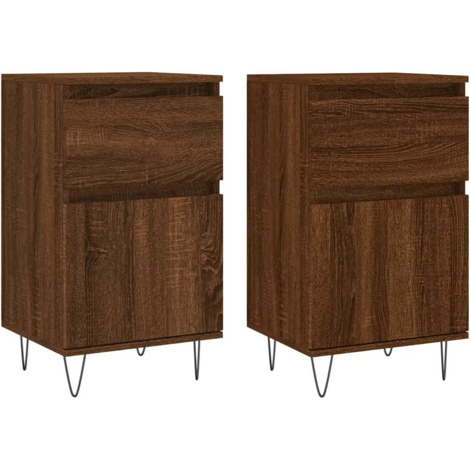 vidaXL Dressoirs 2 st 40x35x70 cm bewerkt hout bruin eikenkleur, foto 3